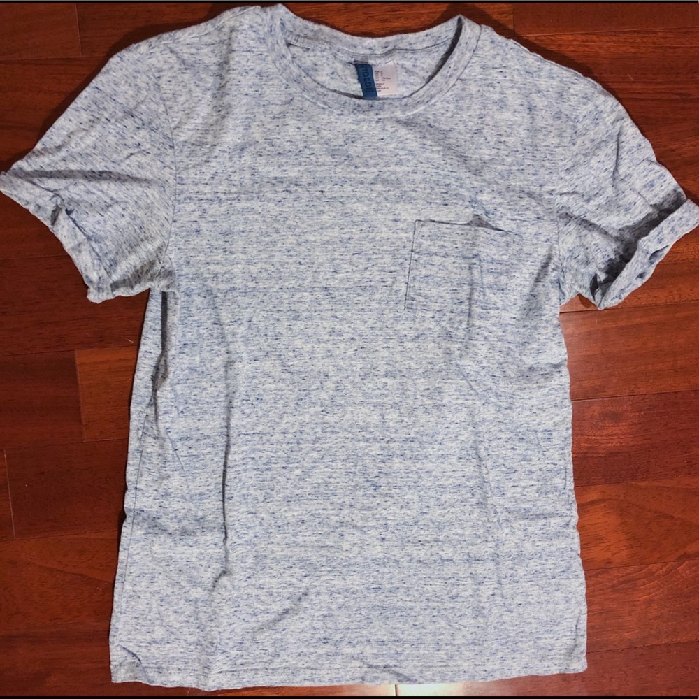 Blue-Gray Pocket Tee and Rolled Sleeves